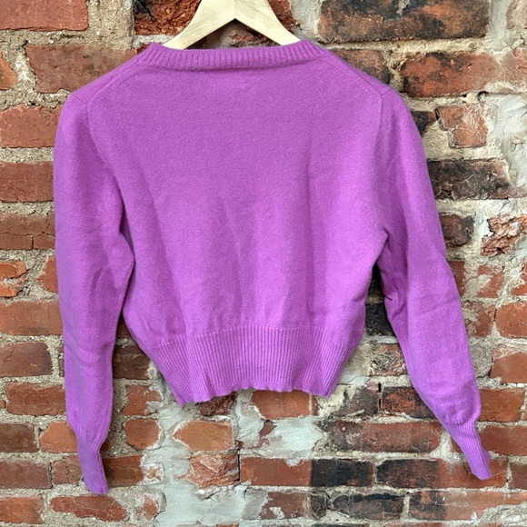 J. Crew Cropped Fit Cashmere Sweater in Dahlia Purple - Picture 3 of 8